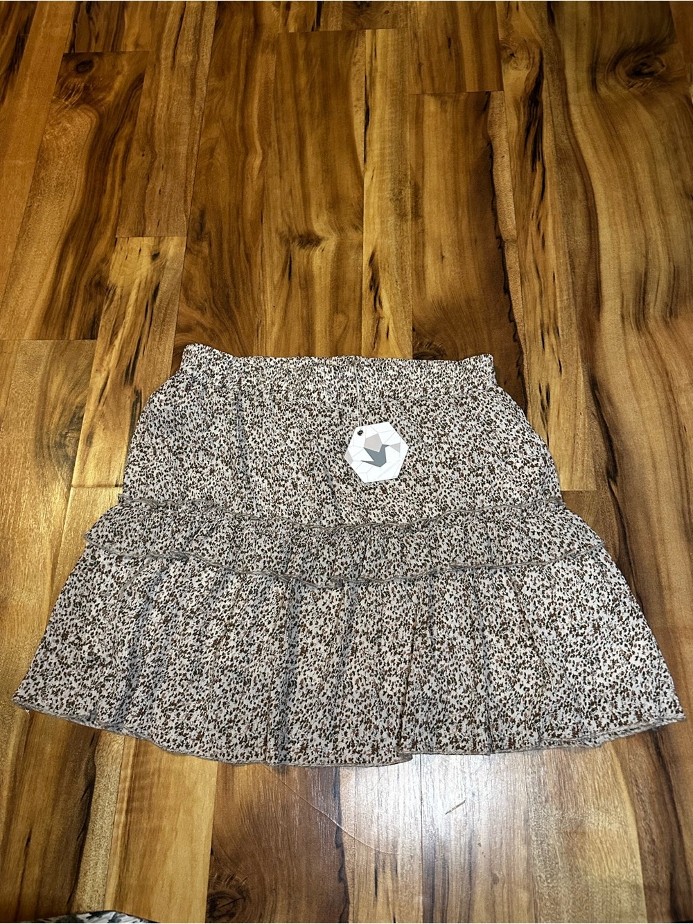 Paper Crane Women’s Floral Tiered Mini Skirt Size Large Lined Boho Cottagecore
